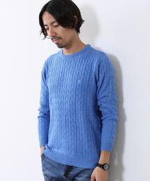 coen | コットンアンゴラクルーネックケーブルニットプルオーバー(ニット/セーター)