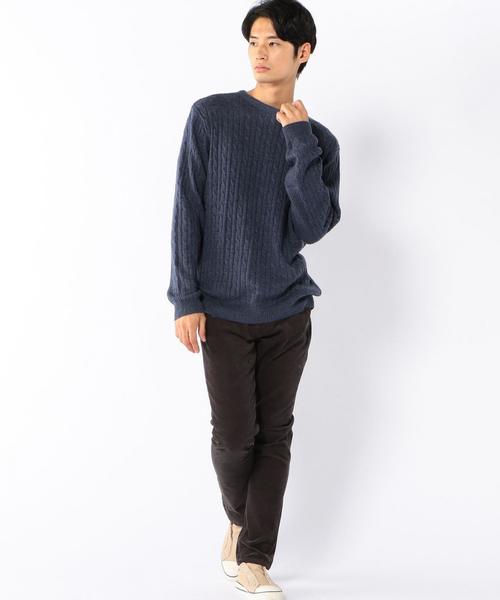 coen(コーエン)の「コットンアンゴラクルーネックケーブルニットプルオーバー(ニット/セーター・メンズ・イエロー/オフホワイト/グレー/ブラウン/ライトブルー/ネイビー・MEDIUM/LARGE/X-LARGE/SMALL)」の18枚目の写真