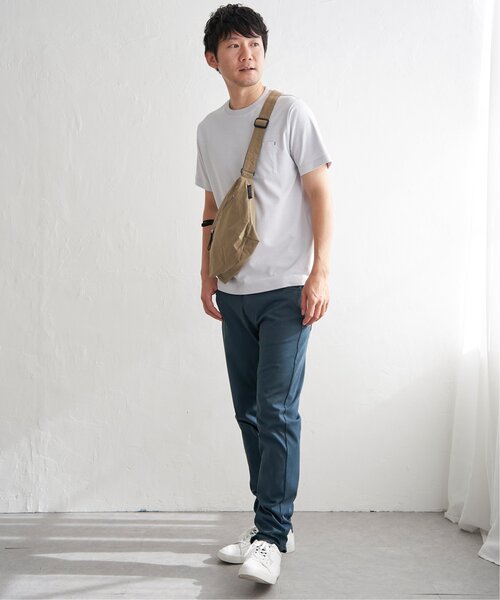 ikka（イッカ）の「ライトダンボールジャカード襟ダブルフェイスTシャツ（Tシャツ/カットソー・メンズ・ネイビー/ベージュ/ホワイト/ライム/ピンク/ブラック・S/M/L/XL）」の14枚目の写真