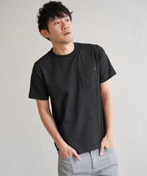 ikka（イッカ）の「ライトダンボールジャカード襟ダブルフェイスTシャツ（Tシャツ/カットソー・メンズ・ネイビー/ベージュ/ホワイト/ライム/ピンク/ブラック・S/M/L/XL）」の15枚目の写真