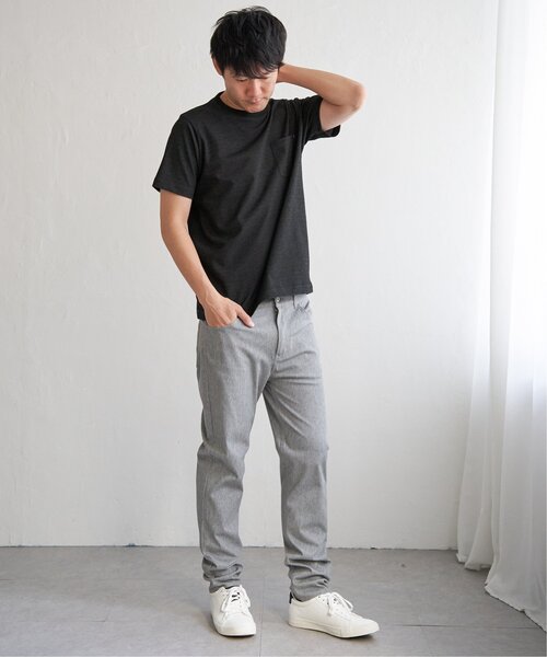 ikka（イッカ）の「ライトダンボールジャカード襟ダブルフェイスTシャツ（Tシャツ/カットソー・メンズ・ネイビー/ベージュ/ホワイト/ライム/ピンク/ブラック・S/M/L/XL）」の16枚目の写真
