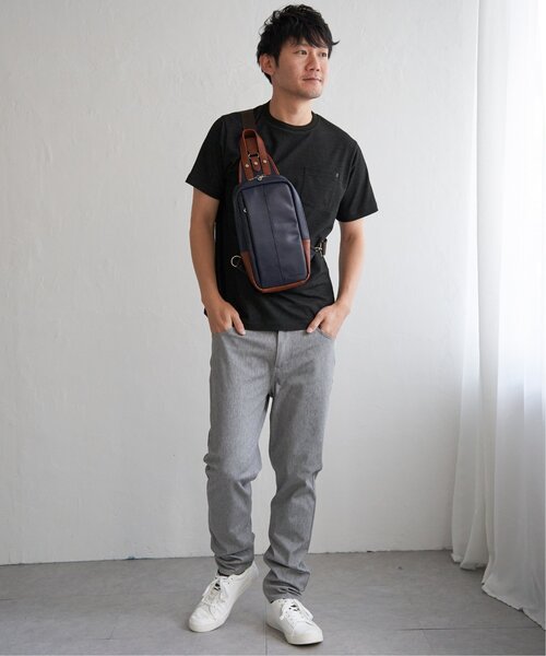 ikka（イッカ）の「ライトダンボールジャカード襟ダブルフェイスTシャツ（Tシャツ/カットソー・メンズ・ネイビー/ベージュ/ホワイト/ライム/ピンク/ブラック・S/M/L/XL）」の17枚目の写真