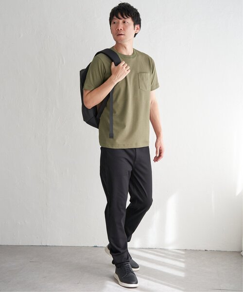 ikka（イッカ）の「ライトダンボールジャカード襟ダブルフェイスTシャツ（Tシャツ/カットソー・メンズ・ネイビー/ベージュ/ホワイト/ライム/ピンク/ブラック・S/M/L/XL）」の19枚目の写真
