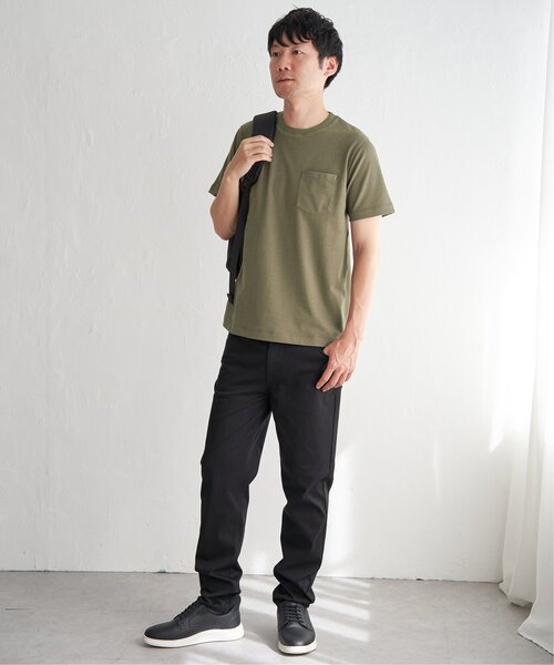 ikka（イッカ）の「ライトダンボールジャカード襟ダブルフェイスTシャツ（Tシャツ/カットソー・メンズ・ネイビー/ベージュ/ホワイト/ライム/ピンク/ブラック・S/M/L/XL）」の20枚目の写真