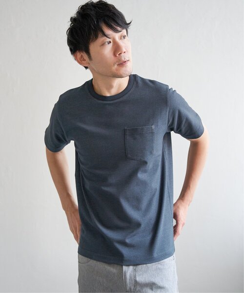 ikka（イッカ）の「ライトダンボールジャカード襟ダブルフェイスTシャツ（Tシャツ/カットソー・メンズ・ネイビー/ベージュ/ホワイト/ライム/ピンク/ブラック・S/M/L/XL）」の21枚目の写真