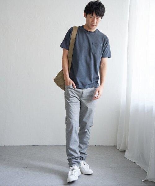 ikka（イッカ）の「ライトダンボールジャカード襟ダブルフェイスTシャツ（Tシャツ/カットソー・メンズ・ネイビー/ベージュ/ホワイト/ライム/ピンク/ブラック・S/M/L/XL）」の22枚目の写真