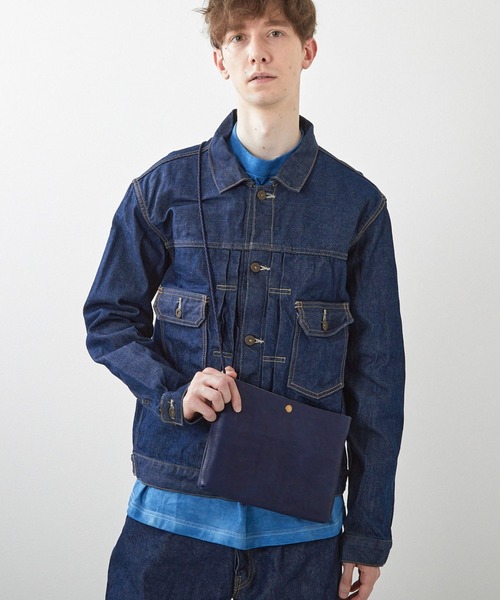 MiMAAi】阿波藍本藍染めホースレザーサコッシュ（ショルダーバッグ