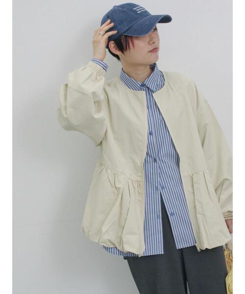 Samansa Mos2 blue（サマンサモスモスブルー）の「バルーンペプラムブルゾン（ブルゾン・レディース・ベージュ/ライトベージュ/ブラック・F）」の13枚目の写真