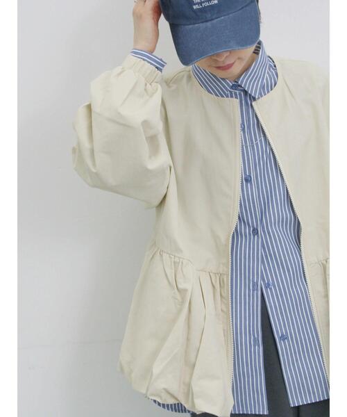 Samansa Mos2 blue（サマンサモスモスブルー）の「バルーンペプラムブルゾン（ブルゾン・レディース・ベージュ/ライトベージュ/ブラック・F）」の14枚目の写真