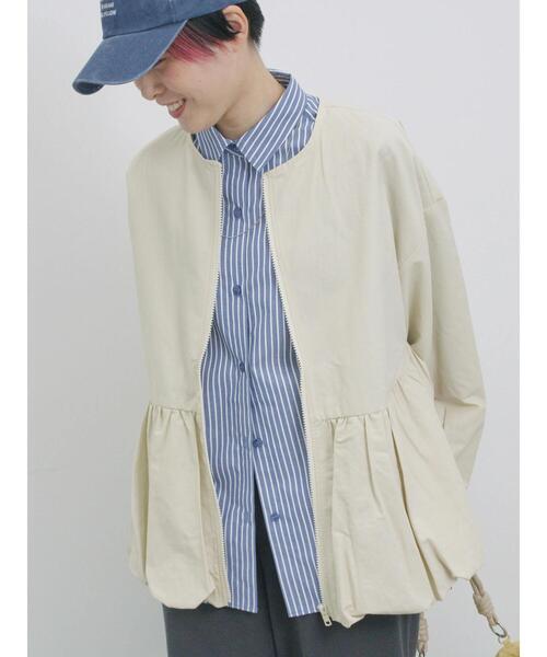 Samansa Mos2 blue（サマンサモスモスブルー）の「バルーンペプラムブルゾン（ブルゾン・レディース・ベージュ/ライトベージュ/ブラック・F）」の16枚目の写真