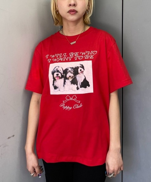 Candy Stripper（キャンディストリッパー）の「PUPPY CLUB Tシャツ（Tシャツ/カットソー・レディース・ピンク/レッド/オフホワイト/ブルー・M/L/XL）」の4枚目の写真