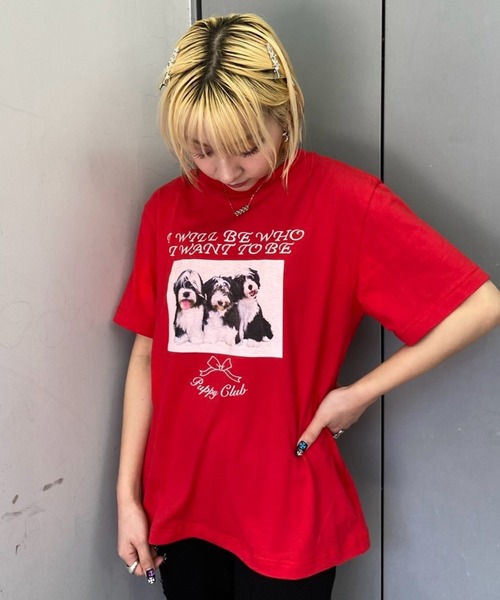 Candy Stripper（キャンディストリッパー）の「PUPPY CLUB Tシャツ（Tシャツ/カットソー・レディース・ピンク/レッド/オフホワイト/ブルー・M/L/XL）」の22枚目の写真