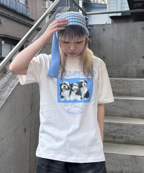 Candy Stripper（キャンディストリッパー）の「PUPPY CLUB Tシャツ（Tシャツ/カットソー・レディース・ピンク/レッド/オフホワイト/ブルー・M/L/XL）」の14枚目の写真