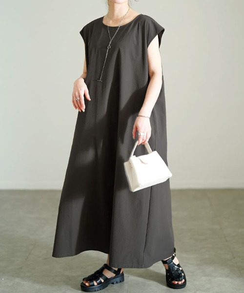 セール】軽量ノースリーブマキシワンピース【大きいサイズ対応