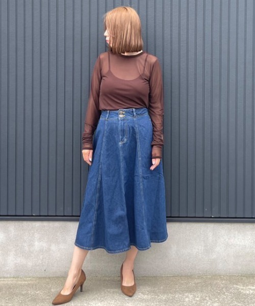 Belle Cie(ベルシー)の「女っぽカジュアル デニムフレアスカート(デニムスカート・レディース・ネイビー/ブルー・S/M/L/XL)」の15枚目の写真
