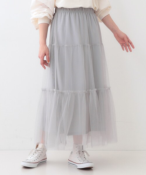Cutie Blonde（キューティーブロンド）の「【S-LL】チュールレイヤード ティアードスカート（スカート・レディース・グレー/ブラック・01/02/03/04）」の15枚目の写真