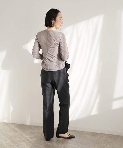 JOURNAL STANDARD L'essage / ジャーナルスタンダードレサージュ 25SS 25070370052010 30/1バルーンプルオーバー 長袖カットソー ラインVネックプルオーバー（ニット／セーター）｜JOURNAL