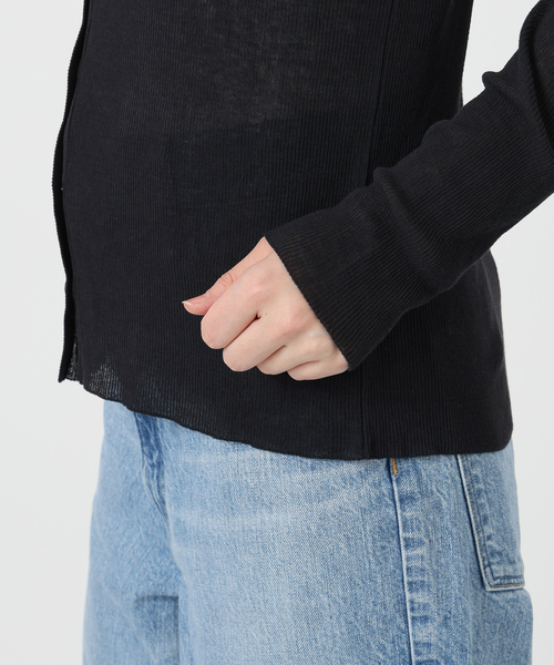 Spick & Span(スピックアンドスパン)の「手洗い可 / 18Gシアーリブカーディガン(カーディガン/ボレロ・レディース・チャコールグレー/ブラウン・FREE)」の9枚目の写真