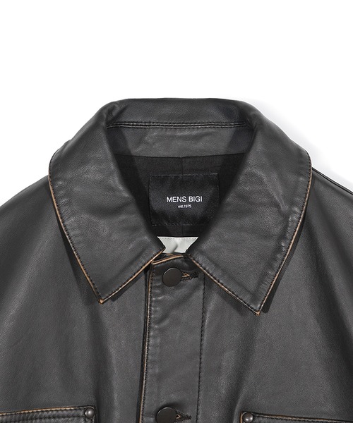 MEN'S BIGI(メンズビギ)の「【JAGROSE/ジャグロース】別注ラムレザーカバーオール(ブルゾン・メンズ・ブラック・03/02/01/04)」の2枚目の写真