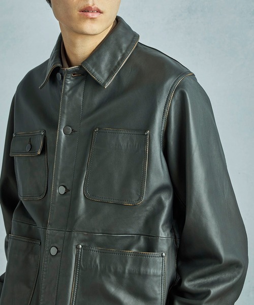 MEN'S BIGI(メンズビギ)の「【JAGROSE/ジャグロース】別注ラムレザーカバーオール(ブルゾン・メンズ・ブラック・03/02/01/04)」の12枚目の写真