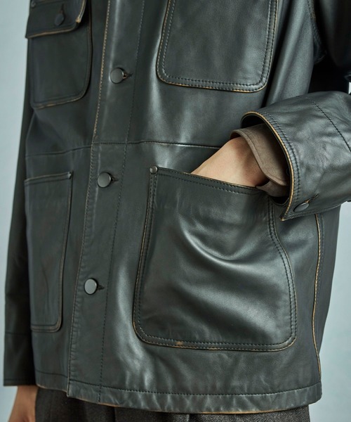 MEN'S BIGI(メンズビギ)の「【JAGROSE/ジャグロース】別注ラムレザーカバーオール(ブルゾン・メンズ・ブラック・03/02/01/04)」の13枚目の写真