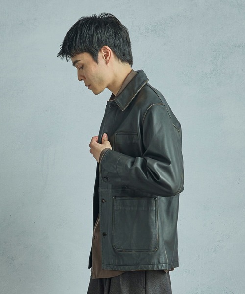 MEN'S BIGI(メンズビギ)の「【JAGROSE/ジャグロース】別注ラムレザーカバーオール(ブルゾン・メンズ・ブラック・03/02/01/04)」の18枚目の写真