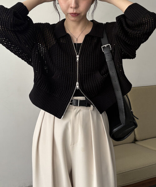 CAPRICIEUX LE'MAGE（カプリシューレマージュ）の「Wジップメッシュブルゾン（ブルゾン・レディース・オフホワイト/ブラック・FREE）」の9枚目の写真