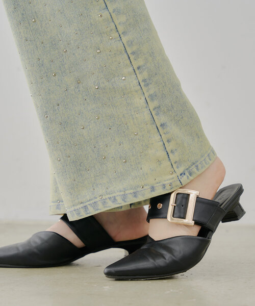 continuer de NICE CLAUP（コンティニューデナイスクラップ）の「【@_chipi2xセレクト】ストーン付デニムフレアパンツ（デニムパンツ・レディース・ケミカルウォッシュ/ブラック/ブルー・FREE）」の19枚目の写真