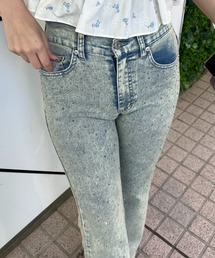 【@_chipi2xセレクト】ストーン付デニムフレアパンツ