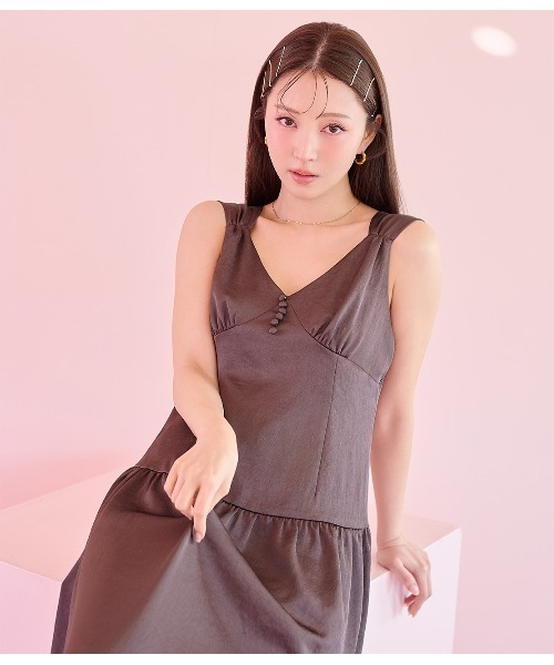 PEACH JOHN（ピーチジョン）の「Ｖネックボリュームワンピ（ワンピース・レディース・ベージュ/ピンク/ブラウン・ONE SIZE）」の5枚目の写真