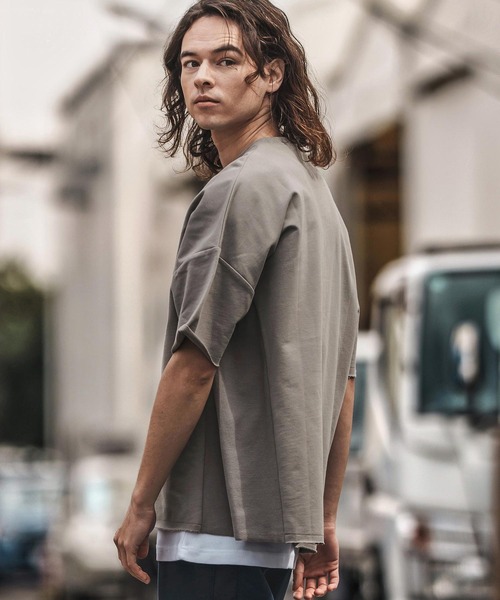 CAMBIO（カンビオ）の「mt9658-MINI URAKE Sweat Oversize Cut Off Tee スウェットTシャツ（Tシャツ/カットソー・メンズ・ホワイト/ブラック/グレー/チャコール・S/M/L）」の16枚目の写真