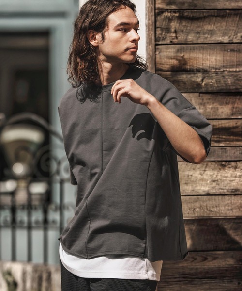 CAMBIO（カンビオ）の「mt9658-MINI URAKE Sweat Oversize Cut Off Tee スウェットTシャツ（Tシャツ/カットソー・メンズ・ホワイト/ブラック/グレー/チャコール・S/M/L）」の19枚目の写真