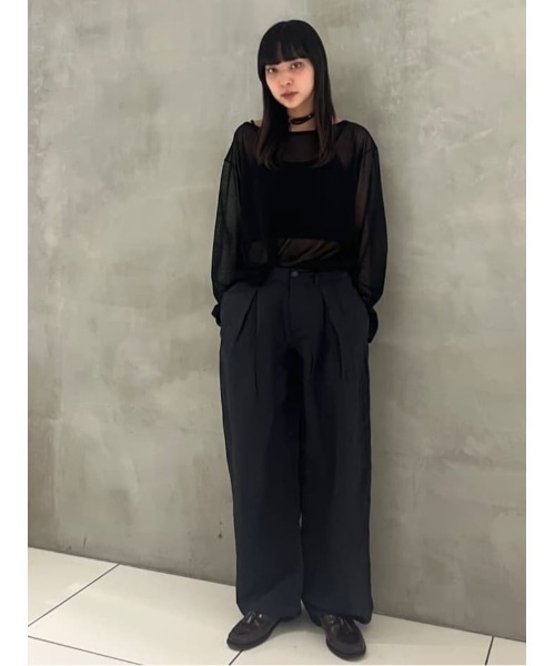 WRINKLE FINISH TUCKED パンツ THROW by SLY | 【THROW】WRINKLE FINISH TUCKED パンツ (パンツ