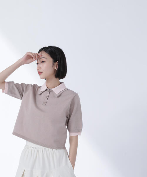 NATURAL BEAUTY BASIC(ナチュラルビューティーベーシック)の「◇ダブルカラーポロニット(ニット/セーター・レディース・ブラック系その他/グレー系その他/ベージュ系その他・FREE)」の6枚目の写真