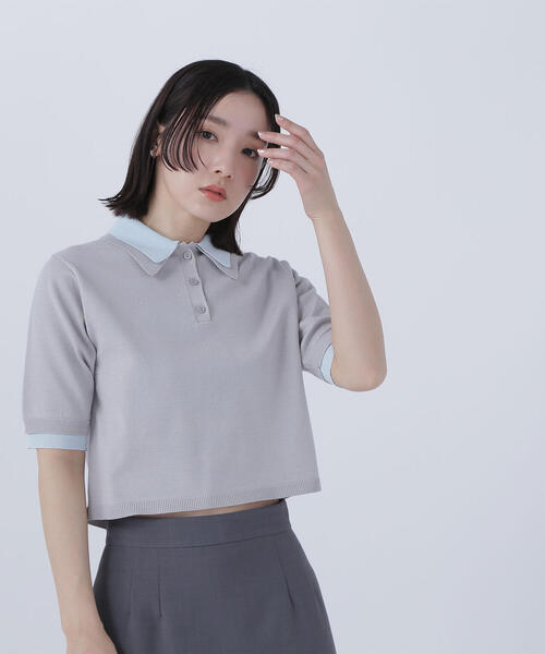 NATURAL BEAUTY BASIC(ナチュラルビューティーベーシック)の「◇ダブルカラーポロニット(ニット/セーター・レディース・ブラック系その他/グレー系その他/ベージュ系その他・FREE)」の3枚目の写真