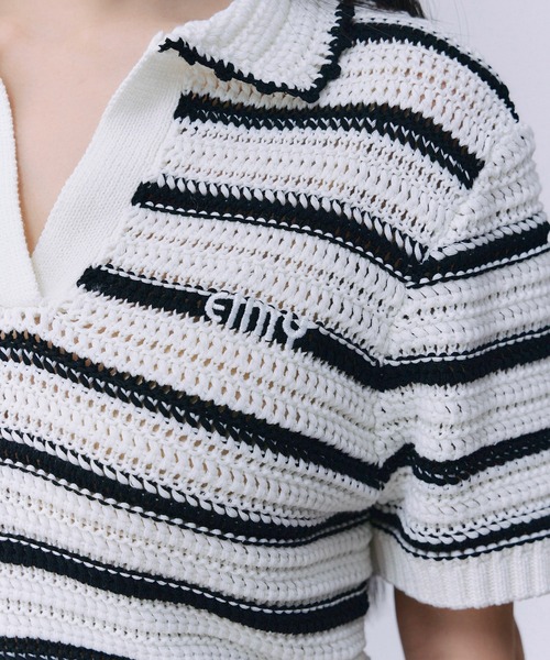 EIMY ISTOIRE(エイミーイストワール)の「透かしニットポロ(ポロシャツ・レディース・ホワイト/ピンク/ホワイト系その他3/ライトイエロー/ブルー系その他2・F)」の16枚目の写真