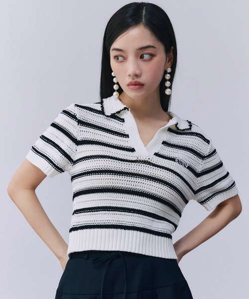 eimy istoire（エイミーイストワール）の「透かしニットポロ