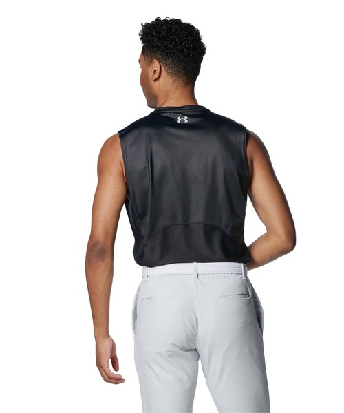 UNDER ARMOUR（アンダーアーマー）の「UAアイソチル フィッティド スリーブレス Vネックシャツ（ゴルフ/メンズ）（Tシャツ/カットソー・メンズ・ブラック・M/L/S/2XL/XL）」の2枚目の写真