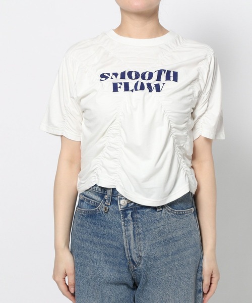 LOWRYS FARM（ローリーズファーム）の「シャーリングロゴＴＳＳ　326151（Tシャツ/カットソー・レディース・ホワイト/ブラック/パープル・FREE）」の12枚目の写真