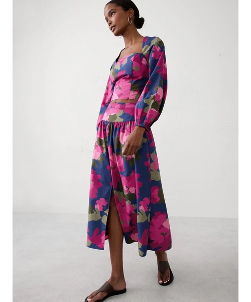 新品　Banana Republic リブ付　モノトーン水彩柄　タイトスカート Banana Republic - 新品 Banana Republic リブ付 モノトーン水彩