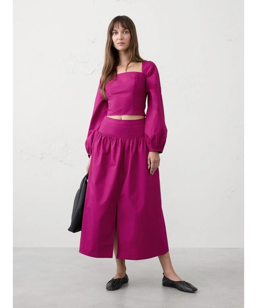 BANANA REPUBLIC FACTORY STORE（バナナリパブリック ファクトリーストア）の「BANANA REPUBLIC FACTORY STORE　　ポプリン ドロップウエスト マキシスカート（スカート・レディース・ネイビー/その他1/その他/レッド系その他/マルチ・0/2/8/6/4）」の15枚目の写真