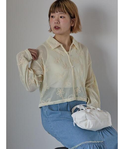 ehka sopo（エヘカソポ）の「コード刺繍襟付きカーディガン（カーディガン/ボレロ・レディース・ベージュ/ラベンダー/キナリ/グリーン・F）」の5枚目の写真