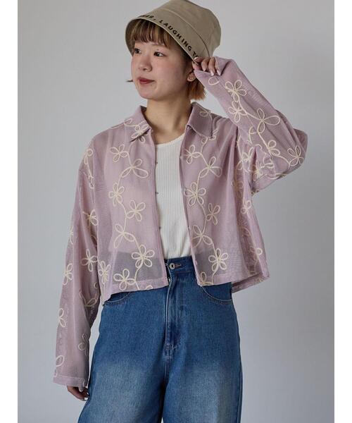 ehka sopo（エヘカソポ）の「コード刺繍襟付きカーディガン（カーディガン/ボレロ・レディース・ベージュ/ラベンダー/キナリ/グリーン・F）」の12枚目の写真