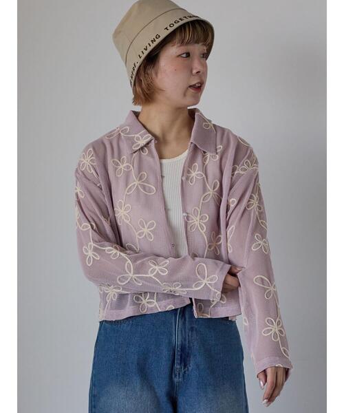 ehka sopo（エヘカソポ）の「コード刺繍襟付きカーディガン（カーディガン/ボレロ・レディース・ベージュ/ラベンダー/キナリ/グリーン・F）」の13枚目の写真