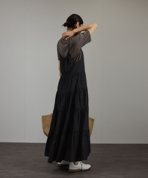 SALON adam et rope'（サロン アダム エ ロペ）の「【WEB限定】ティアードキャミワンピース［洗える］（ワンピース・レディース・ブラウン系その他2/ブラック/オフホワイト・FREE）」の19枚目の写真