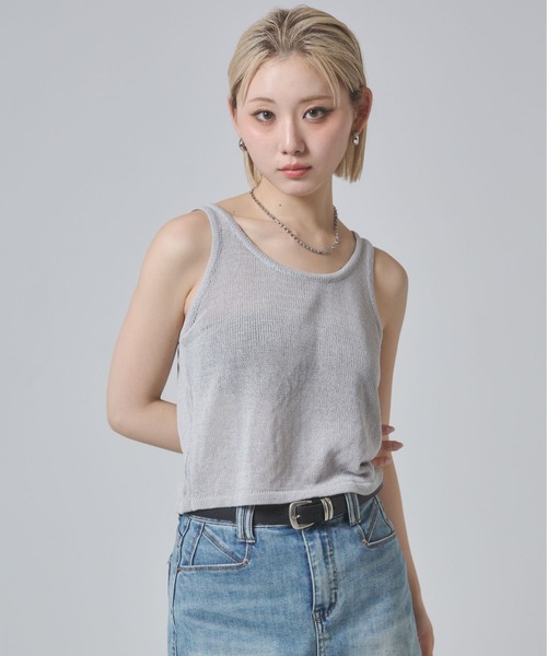 ENVYM（アンビー）の「メッシュニットアンサンブルトップス（ニット/セーター・レディース・グレー/ダークグレー/アイボリー・FREE）」の15枚目の写真