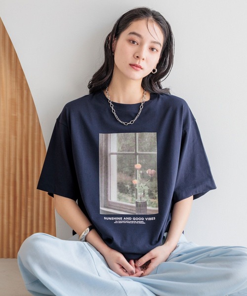 LOWRYS FARM(ローリーズファーム)の「フォトTEE 494889(Tシャツ/カットソー・レディース・アイボリー/オフホワイト/ネイビー・FREE)」の16枚目の写真