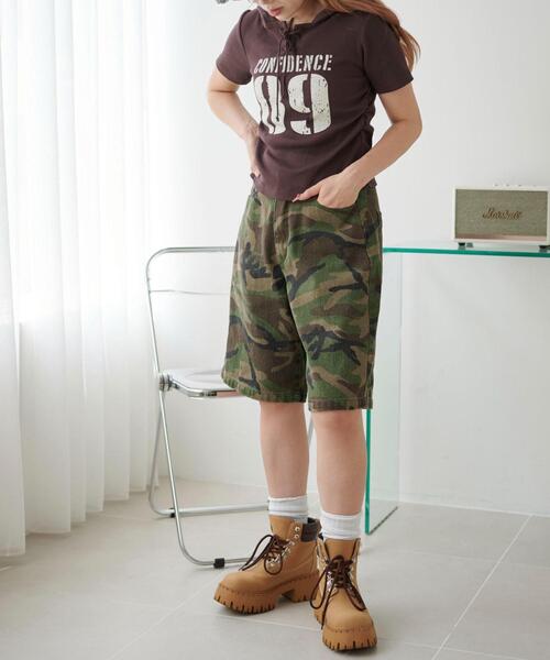 WEGO（ウィゴー）の「WEGO/レースアップフードチビT（Tシャツ/カットソー・レディース・ブラウン/スミクロ・FREE）」の18枚目の写真