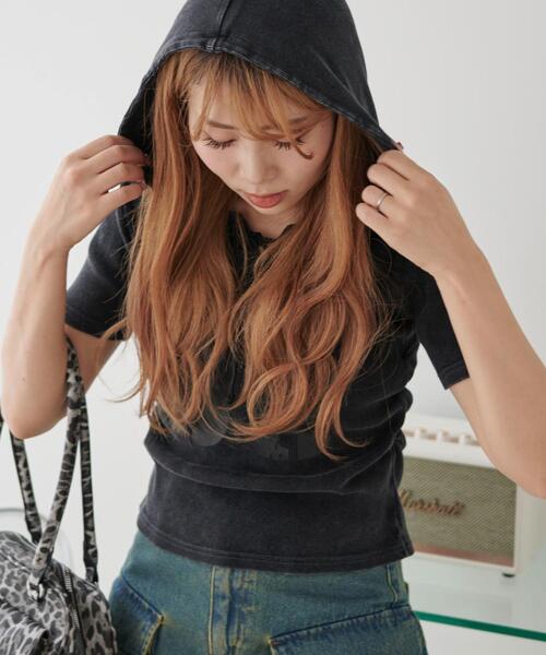 WEGO（ウィゴー）の「WEGO/レースアップフードチビT（Tシャツ/カットソー・レディース・ブラウン/スミクロ・FREE）」の15枚目の写真