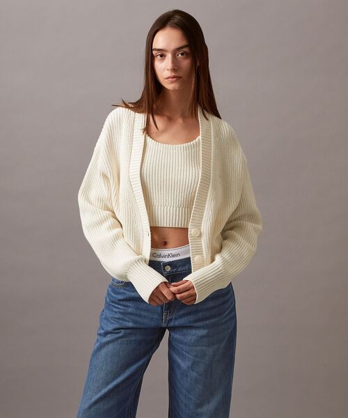 セール】2 IN 1クロップド カーディガン（カーディガン/ボレロ